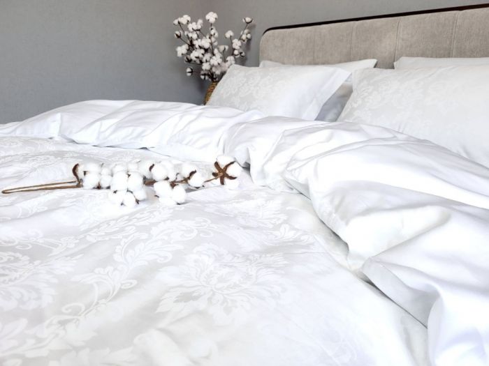 Сатин JACQUARD, TIARA WHITE (Полуторний)