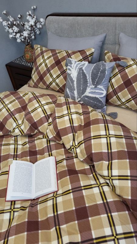 Крафт пастель/бежевий пісок, Turkish flannel (Полуторний)