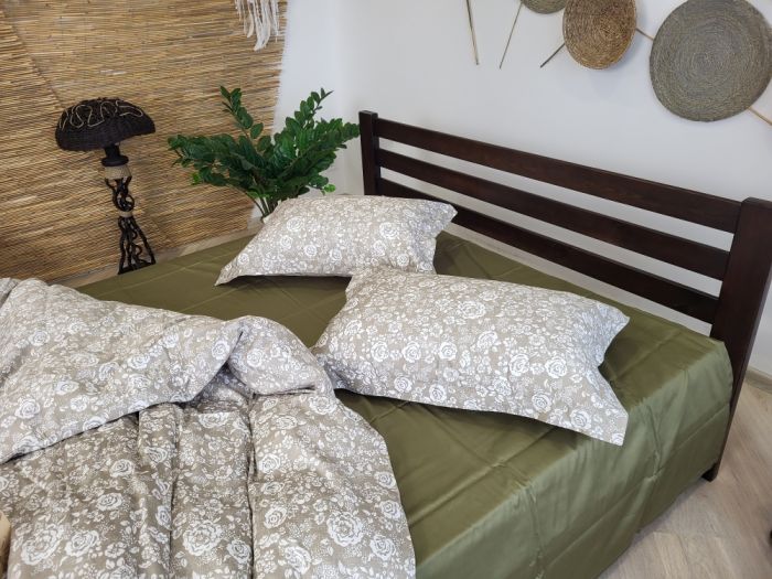 Сатин PREMIUM, MUSCAT OLIVE нав 50*70см, підк двуст. (Двоспальний)