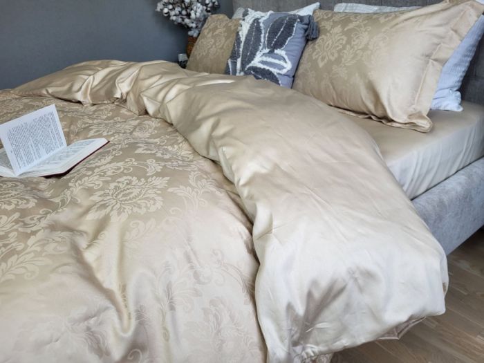 Сатин JACQUARD, TIARA BEIGE (Полуторний)