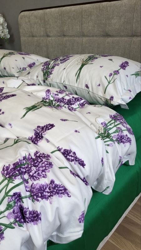 Сатин PREMIUM, LAVENDER GREEN підк. Цільн. (Полуторний)