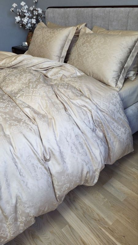 Сатин JACQUARD, CASPE BEIGE (Євро)