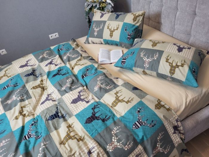 Трофей бірюза/св.беж, Turkish flannel (Полуторний)