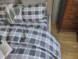 Шотландка сірий, бязь PREMIUM нав 50*70см (Полуторний)