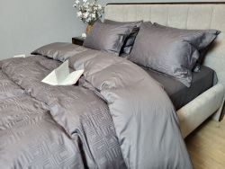 Сатин JACQUARD, SQUARE DARK GREY (Полуторний)