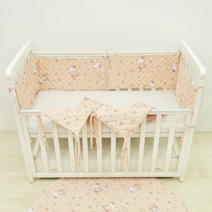 Бортик в ліжко дитячий стьобаний 30х60 (6 од.)  Ранфорс/ППУ 23232 Рожевий 