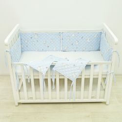 Бортик в ліжко дитячий стьобаний 30х60 (6 од.)  Ранфорс/ППУ 24281 Голубий