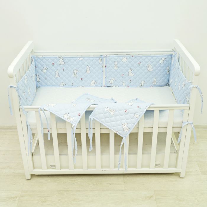 Бортик в ліжко дитячий стьобаний 30х60 (6 од.)  Ранфорс/ППУ 24281 Голубий