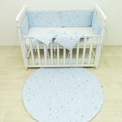 Коврик круглий дитячий стьобаний Ø120 Ранфорс/ППУ 24281 Голубий