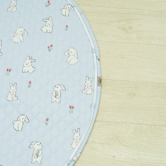 Коврик круглий дитячий стьобаний Ø120 Ранфорс/ППУ 24281 Голубий