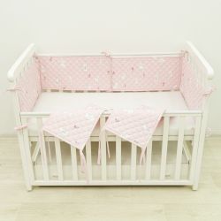 Бортик в ліжко дитячий стьобаний 30х60 (6 од.)  Ранфорс/ППУ 24281 Рожевий