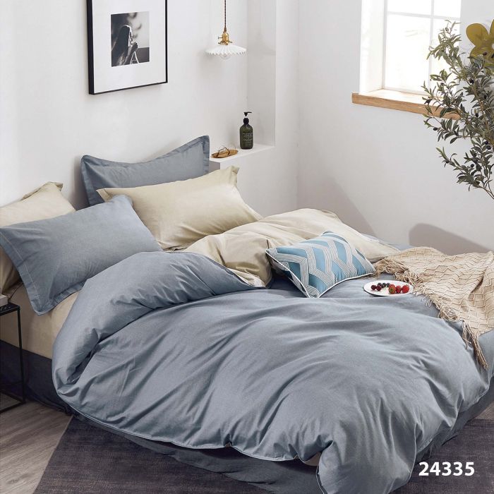 Комплект постільної білизни Двоспальний ранфорс 24335 с простирадлом на резинці 160х200