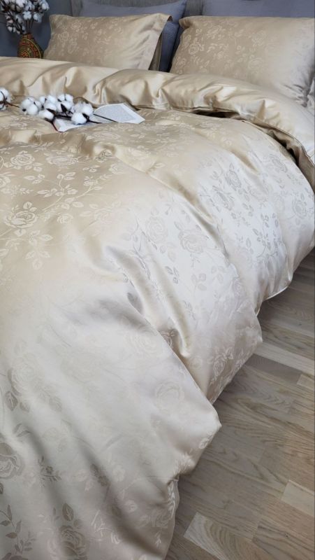 Сатин JACQUARD, ROSE BEIGE нав. 50*70см (Євро)