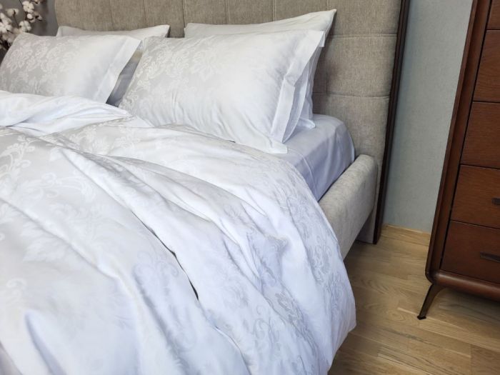 Сатин JACQUARD, TIARA WHITE (Полуторний)