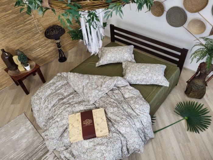 Сатин PREMIUM, MUSCAT OLIVE нав 50*70см, підк двуст. (Двоспальний)