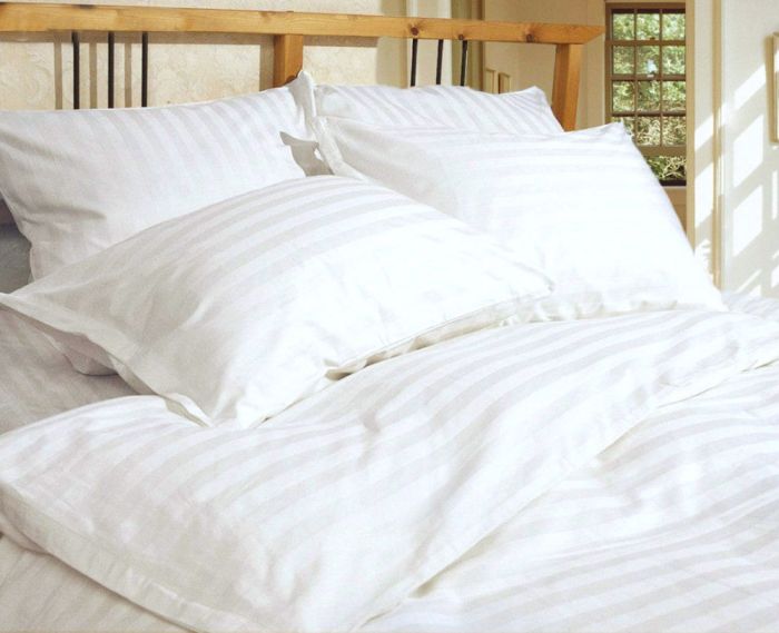 Сатин Stripe PREMIUM VIP, WHITE 2/2см (Полуторний)