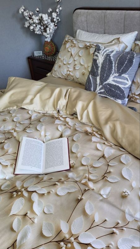 Сатин PREMIUM, LEAVES (Полуторний)