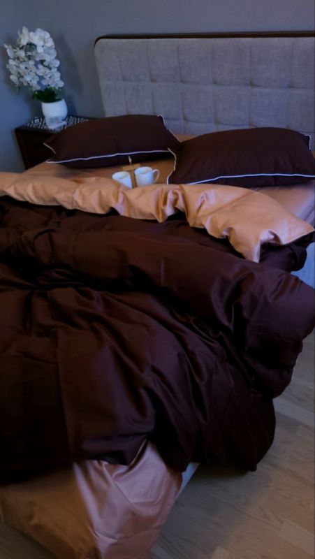 Сатин однотонний №154+№165, з кантом (Полуторний)