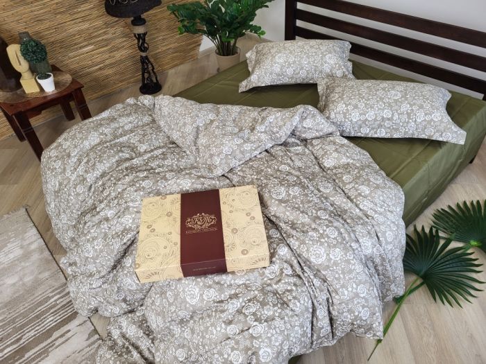 Сатин PREMIUM, MUSCAT OLIVE нав 50*70см, підк двуст. (Двоспальний)