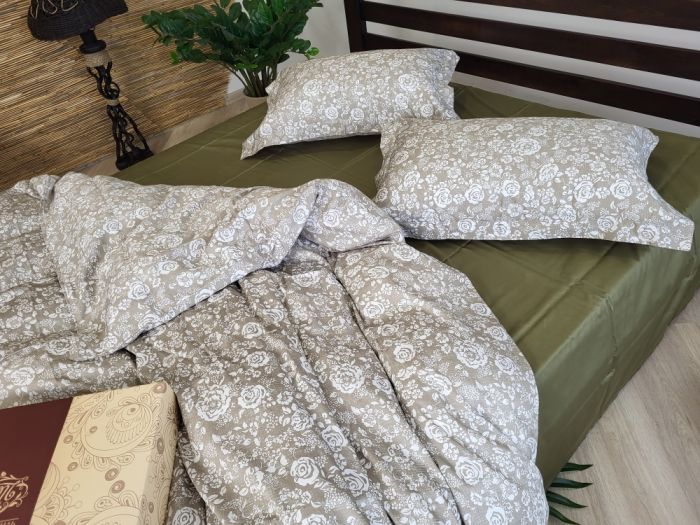 Сатин PREMIUM, MUSCAT OLIVE нав 50*70см, підк двуст. (Двоспальний)