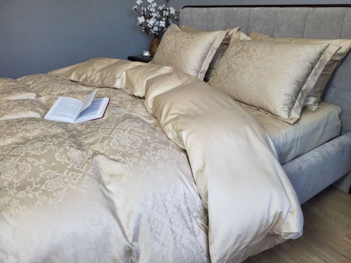 Сатин JACQUARD, CASPE BEIGE (Євро)