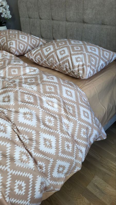 Орнамент беж, cotton (Полуторний)