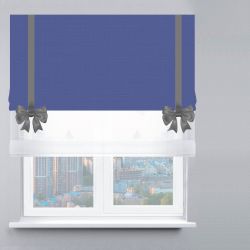 Римська штора День-Ніч Тюль/Велюр з бантами синій