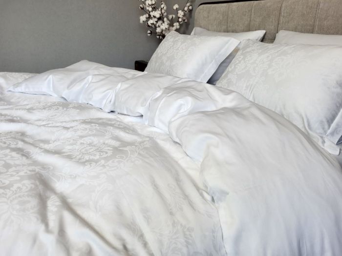 Сатин JACQUARD, TIARA WHITE (Полуторний)