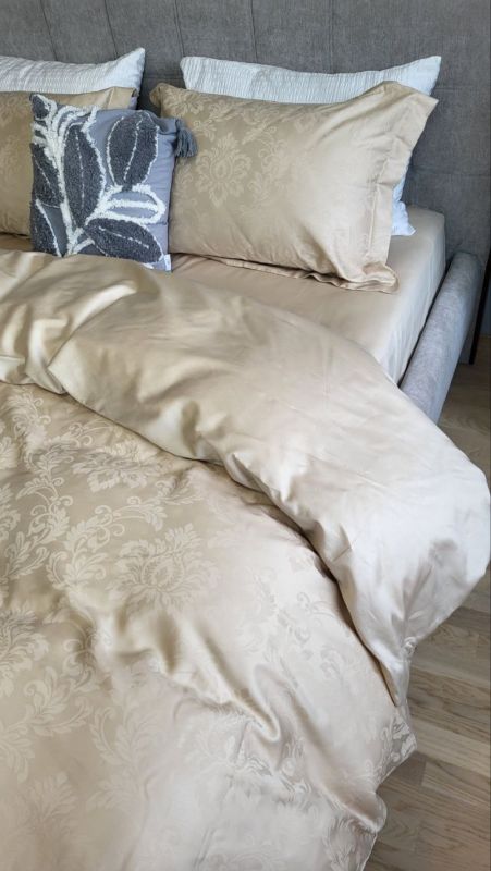 Сатин JACQUARD, TIARA BEIGE (Полуторний)