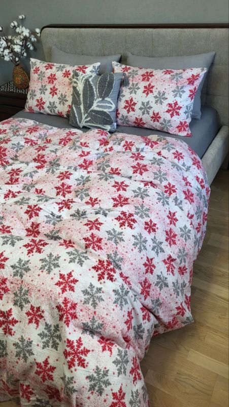 Сніжинка сіра/сіра гавань, Turkish flannel (Полуторний)