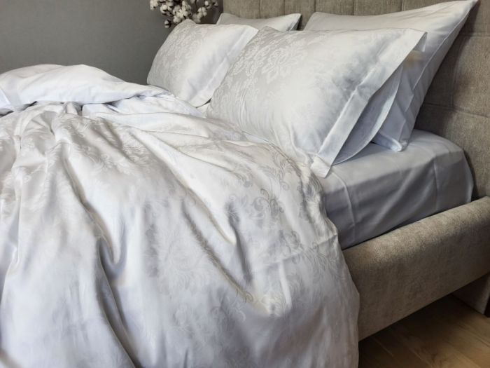 Сатин JACQUARD, TIARA WHITE (Полуторний)