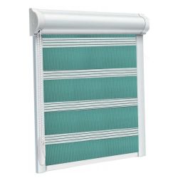 Рулонна штора Акварель DN день-ніч закритого типу П-подібна Бірюзовий