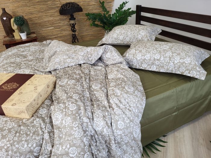 Сатин PREMIUM, MUSCAT OLIVE нав 50*70см, підк двуст. (Двоспальний)