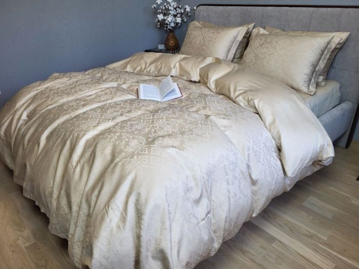 Сатин JACQUARD, CASPE BEIGE (Євро)