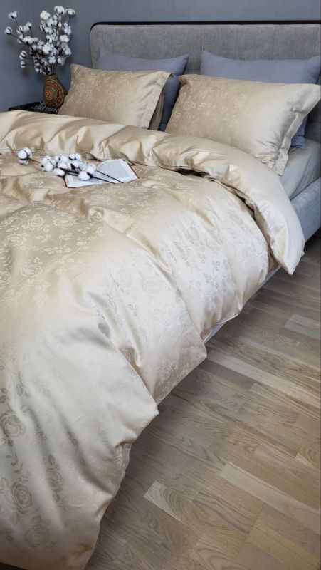 Сатин JACQUARD, ROSE BEIGE нав. 50*70см (Євро)