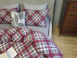 Крафт бордо/сіра гавань, Turkish flannel (Полуторний)