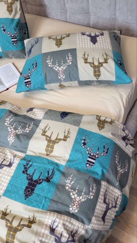 Трофей бірюза/св.беж, Turkish flannel (Полуторний)