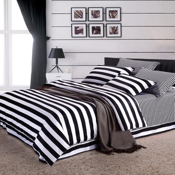 Постільна білизна Смугастий Ранфорс MERISET - Євро на резинці