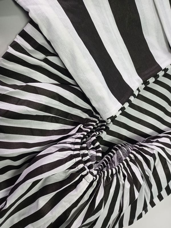 Постільна білизна Смугастий Ранфорс MERISET - Євро на резинці