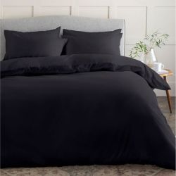 Постільна білизна Чорний Ранфорс MERISET - Сімейний на резинці
