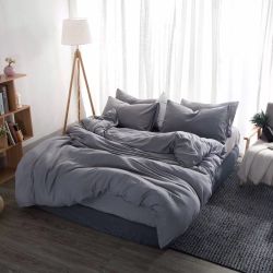 Постільна білизна Сірий Ранфорс MERISET - Сімейний на резинці