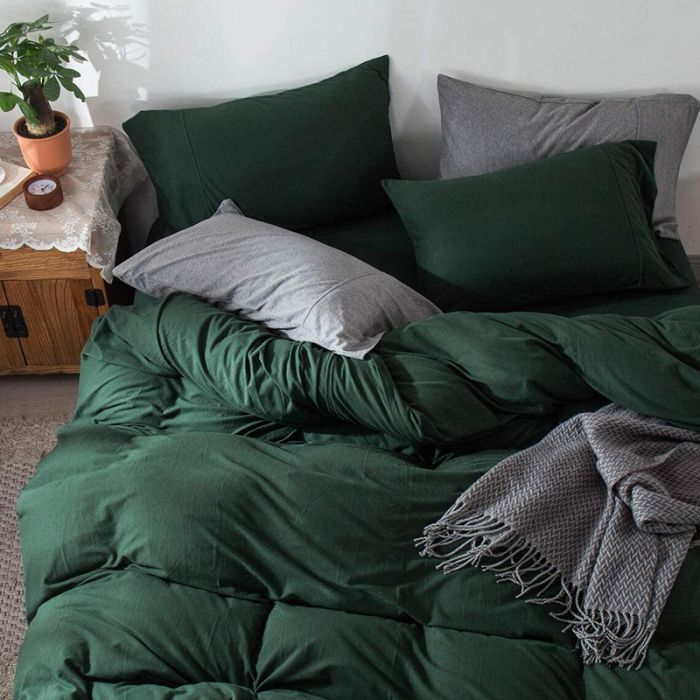 Постільна білизна Темнозелений Ранфорс MERISET - Сімейний на резинці