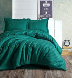Постільна білизна GREEN Elite Сатин страйп MERISET - Сімейний на резинці
