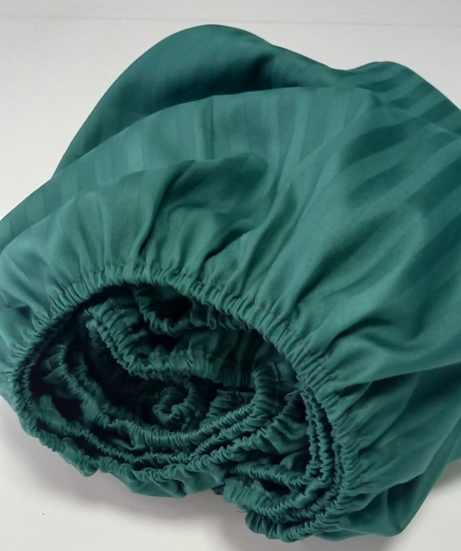 Постільна білизна GREEN Elite Сатин страйп MERISET - Сімейний на резинці