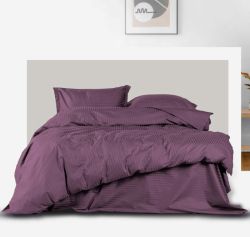 Постільна білизна DARK PLUM Сатин страйп MERISET - Сімейний на резинці