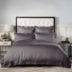 Постільна білизна DARK GREY Elite Сатин страйп MERISET - Сімейний на резинці