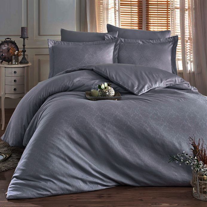 Постільна білизна ANTHRACITE DAMASK Жакард MERISET - Полуторний на резинці
