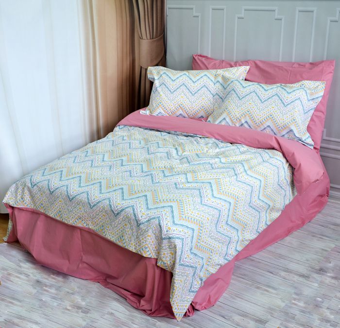 Постільна білизна Абстракція зігзаг Ранфорс MERISET - Сімейний на резинці