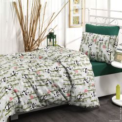 Постільна білизна Панди зелені Ранфорс MERISET - Сімейний на резинці