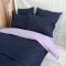 Постільна білизна ДУЕТ Темносинє/Лавандовий настрій Ранфорс MERISET - Сімейний на резинці